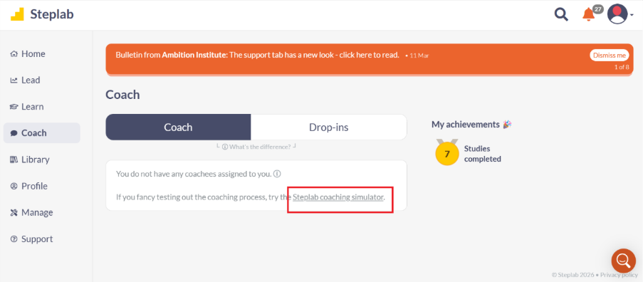 Steplab Coaching simulator no ECT assigned