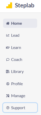 Steplab Homepage menu